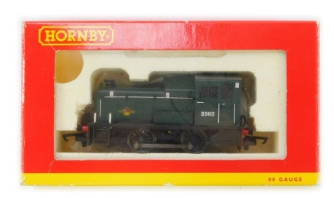 A Hornby OO gauge BR 0-4-0 diesel shunter Class 06 locomotive, D2412, for British Railways, green livery, R2188, boxed.