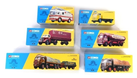 Corgi Classics diecast vehicles, comprising Bedford O articulated set, Atkinson eight wheel truck, ERF eight wheel rigid with load set, McKelvie & DCo Leyland Octopus elliptical tanker set, St Helens Fire Brigade Emergency Tender set, and Blue Circle Ceme