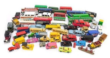 A group of diecast vehicles, to include Corgi buses, Corgi Plaxtons Paramount 3500 bus, EFE AEC Regent double decker bus, Corgi Range Rover, etc. (2 trays)