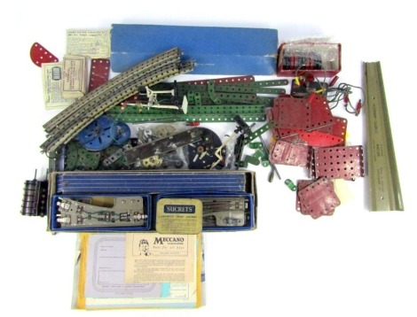 A quantity of Hornby Dublo two rail track, together with various Meccano.