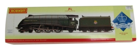 A Hornby OO gauge BR 4-6-2 Class A4 locomotive, 60013, Dominion of New Zealand, green livery, R2826, boxed.