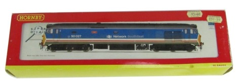 A Hornby OO gauge NSE Co-Co diesel electric Class 50 locomotive, 50027, Lion for Network South East, R2575, boxed.