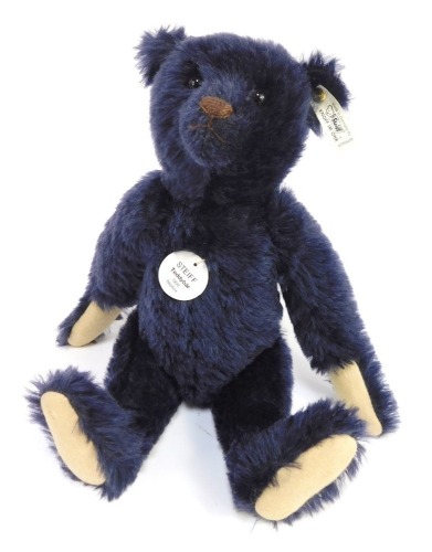 A Steiff mohair Teddy Bear 1909, in dark blue, 35, growler, limited edition 2050/7000, 33cm high, boxed with certificate.