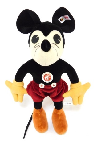 A Steiff treviera velvet Mickey Mouse 1932, limited edition 793/2000, 33cm high, boxed with certificate.