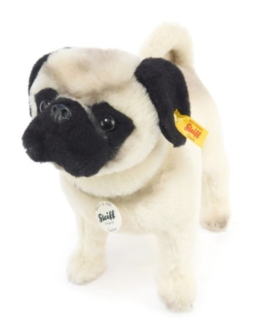 A Steiff Lielou Pug, 28cm high, boxed.