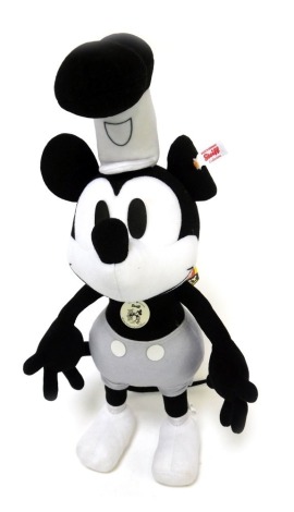 A Steiff trevira velvet Disney Steamboat Willie Mickey Mouse, limited edition 842/1090, 35cm high, boxed with certificate.