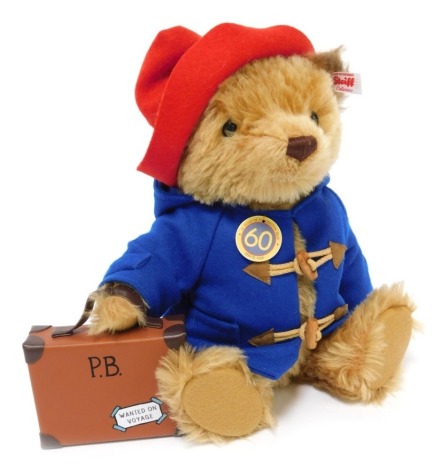 A Steiff mohair 60th Anniversary Paddington Bear, No 1487/1958, 28cm high, boxed with certificate.