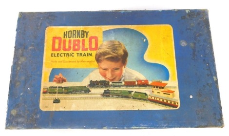 A Hornby Dublo three rail 2-6-4 tanker goods train set, including 2-6-4 class 4MT locomotive in BR lined black, four Hornby Dublo LMS coaches, including M26143 guard coach, rolling stock, and three Kit Master LMS coaches, boxed.