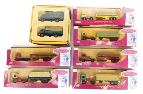 Lledo and Lledo Vanguards diecast, including trackside DG14900 AEC Mammoth with flat bed trailer and brick load London Brick Company, DG186003 ERF LV sheeted trailer Pollock, DG186004 ERF LV platform trailer Saxload Ken Thomas Limited, KT1002 Ken Thomas H