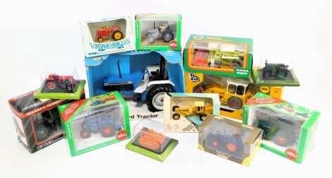 Britains Ertl and Siku boxed diecast tractors and implements, to include 3466 Lance Bulldog Tractor, 3470 Ferguson TEE, Ertl Massey Ferguson 3050, Britains JCB 3C MkIII, Ertl Ford Tractor, etc. (a quantity)