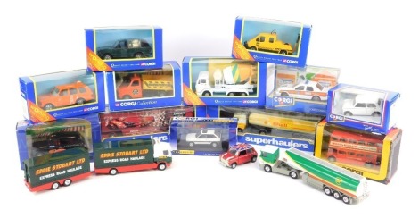 Corgi and other boxed and unboxed diecast, to include 58502 Top Mix Cement Mixer, 58002 London Taxi Computer Cab, 57605 RAC Range Rover, Corgi Superhaulers TY86902 Renault Cab and Fuel Tanker Shell, etc. (1 tray)