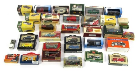 Matchbox Dinky and other diecast vehicles, to include Dinky DY16 1967 Ford Mustang Fastback, Solido 4145 Hispano Louisa, Matchbox Y21 1957 BMW 507, DY8 1948, 8cwt Van, etc. (1 box)