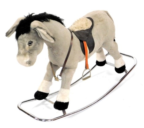 A Merrythought Toys grey rocking horse.