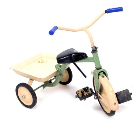 A Winther trike, in beige and mint green, repainted.