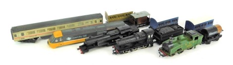 Various locomotives, rolling stock and chassis, including a Lima 0-6-0T LNER locomotive, Bachmann Branchline 4MT locomotive body, Hornby Intercity 125 locomotive body, etc. (a quantity)