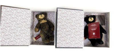 Two Charlie Bears Bear Therapy book bears, from The Plush Hug a Book Collection, to include Bear Therapy and Sneaky Peaks, in black and brown. (2) - 4