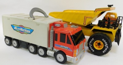 A Truck Sounds Big Bruiser dumper truck, and a Micro Machines car storage truck. - 4