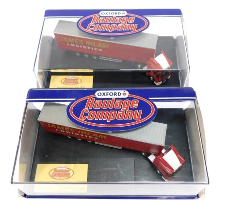 Two Oxford Hualage Company diecast models, comprising two The James Earlham Logistics model DACF 01CS, boxed. (2)