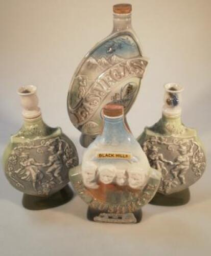 Four James Beam decorative pottery decanters