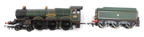 A Hornby OO gauge Cardigan Castle locomotive and tender, in BR green livery 4087.