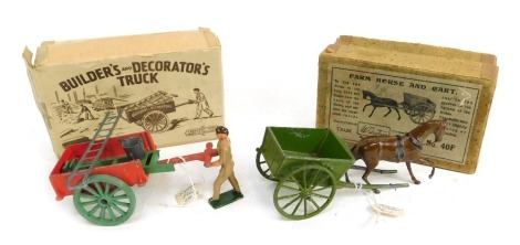 A Britain's farm horse and cart set number 40F, boxed, and a Crescent Toys Builders and Decorators truck, boxed. (2)