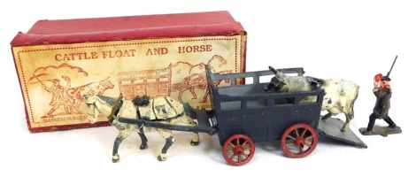 A John Hill and Company cattle float and horse, number 388, boxed.