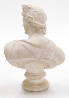 A 19thC plaster bust of Apollo, raised on a socle base, 36.5cm high. - 2