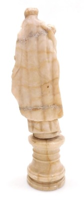 A 17thC Sicilian alabaster figure of The Madonna and Child, modelled in standing pose, on an alabaster socle, 33cm high. - 2