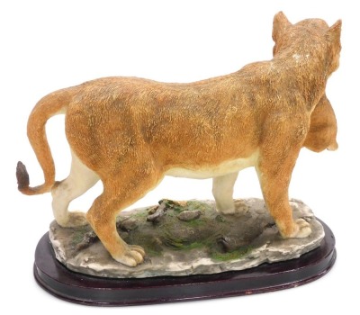 A Juliana Collection resin figure group of a tigress and cub, modelled by C Tosa, on an oval base, 36cm wide. - 2