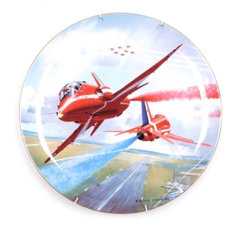 A Coalport porcelain The Red Arrows collector's plate, 30th Anniversary Season of The Royal Air Force Aerobatics Team, limited edition 127/5500, 1994, 27cm wide.