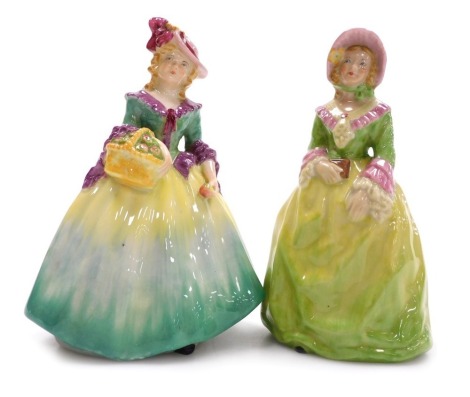 Two Goss porcelain figures, modelled as Miss Prudence and Edith.