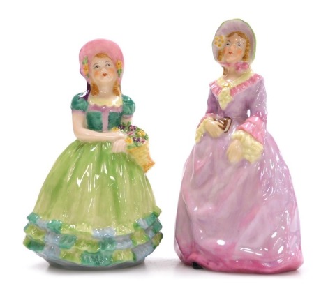 Two Goss porcelain figures, modelled as Miss Prudence and Peggy.