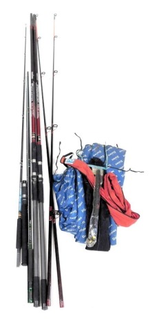 Various Dewalt fishing rods, comprising a Super Sensor boat rod, 7ft, class 12, 20lb, a Regal graphite G440, 9.5, a Procaster BXB, 13ft x 2, and a Royal graphite G4140, 9.5. (4)