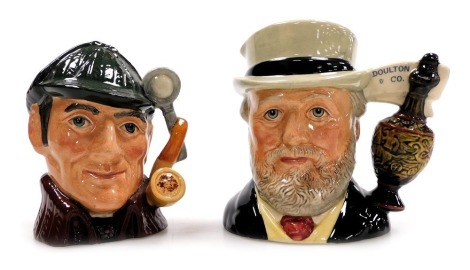 Two Royal Doulton character jugs, comprising Sir Henry Doulton, D7057 and The Sleuth, D6635, boxed.