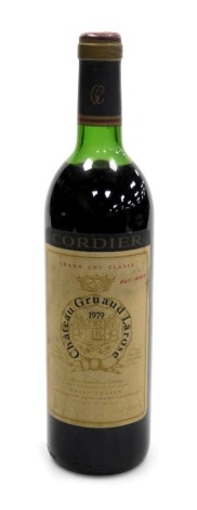 A bottle of Chateau Graud Larose Saint-Julien 1979 Grand Cru Classe Cordier.