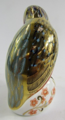 A Royal Crown Derby porcelain paperweight modelled as a kingfisher, gold stopper and red printed marks, 12cm high, boxed. - 2