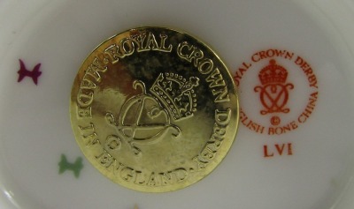 A Royal Crown Derby porcelain paperweight modelled as a kingfisher, gold stopper and red printed marks, 12cm high, boxed. - 3