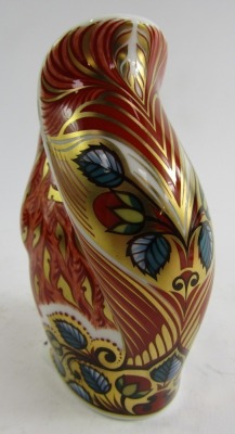 A Royal Crown Derby porcelain paperweight modelled as Woodland Squirrel, gold stopper and red printed marks, 11cm high, boxed. - 2