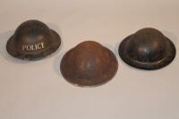 Three WWII period tin helmets