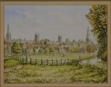 20thC School. Stamford Meadows, watercolour, bearing partial signature, possibly Rogers, 21cm x 28cm, framed and glazed.