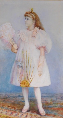 P. Chaplin (late 19th/early 20thC School). Young girl holding fan, watercolour, signed, 62cm x 34cm.