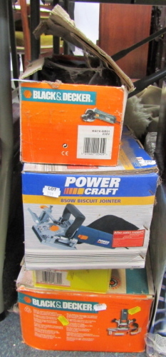 A Power Craft 250 watt biscuit jointer together with a Black and