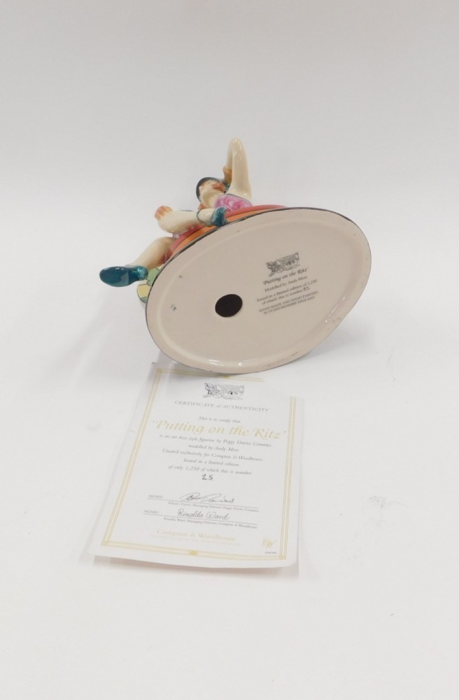 A Peggy Davis Clarice Cliff figure group, Puttin' on the Ritz, modelled ...