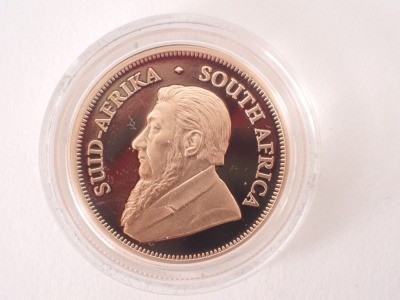 A South African Mint 2022 quarter ounce gold Krugerrand proof coin, number 573, with certificate, boxed. - 2