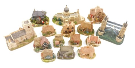 A quantity of Lilliput Lane cottages, comprising Britain's Heritage, St Paul's Cathedral, St Mary's, Tower Bridge, Waterside Mill, Primrose Hill, Sawrey Gill, Clover Cottage, Inglewood, The Spinney, Bird Lip Bottom, Clover Cottage, Beehive Cottage, Ladybi