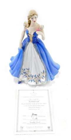 A Coalport figure of Louisa, 22cm high, with outer box.