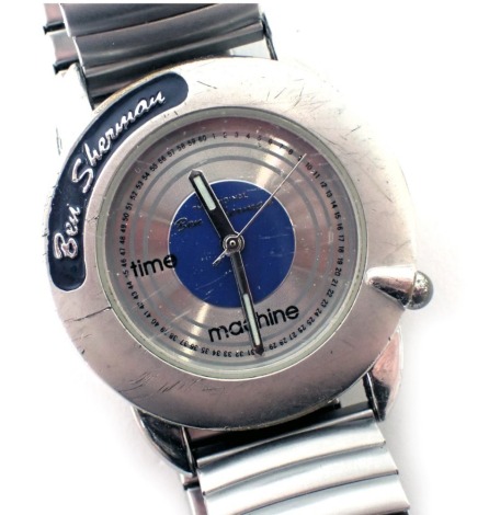 A Ben Sherman Time Machine gentleman's wristwatch, in stainless steel casing on expanding strap, boxed.