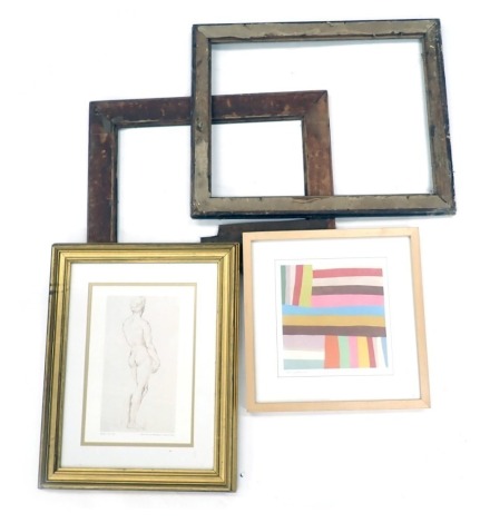 Miscellaneous pictures and frames, to include a print of Raphael sketch, oak frame and Ikea print.