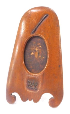 A World War I RAF propeller tip photograph frame, engraved with a propeller and "RAF", 31cm x 18.5cm.