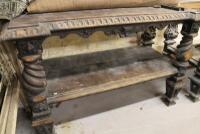 A pair of large Victorian oak two tier buffet sideboards